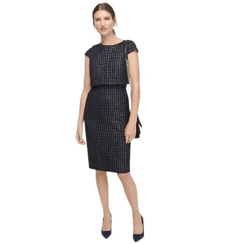 J. Crew Going Places Tweed Sheath Dress in Shadow Houndstooth, Size 20